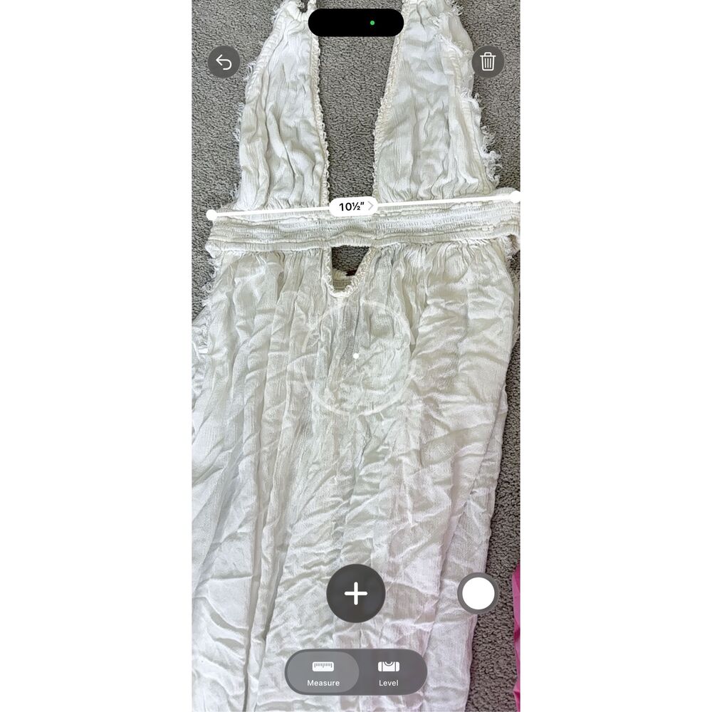 NWOT Free People Ivory Raw Hem Plunge Halter Maxi Dress | Boho Beach Goddess, Sm - Picture 10 of 10